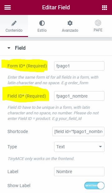 PAFE: Configurar campo para el nombre del cliente